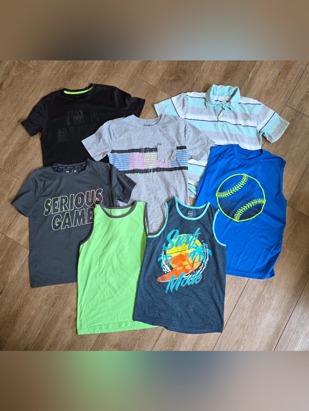 Boys Assorted Tanks, Tees & Polo Lot - M/L 10/12